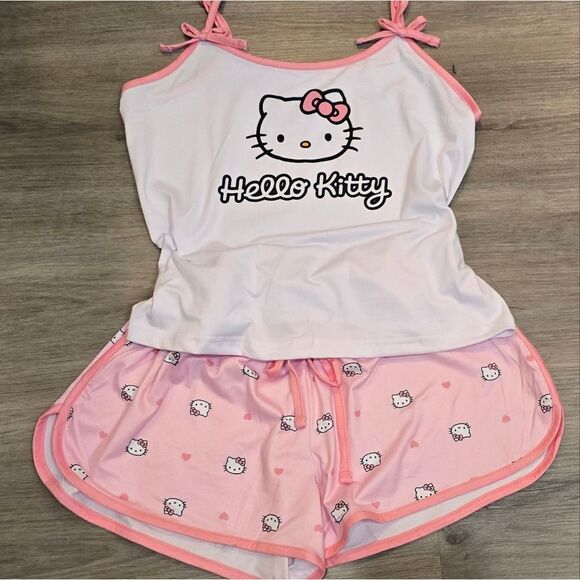 Hello Kitty Bow Tie Logo Cami & Short PJ Set - Picture 3 of 8